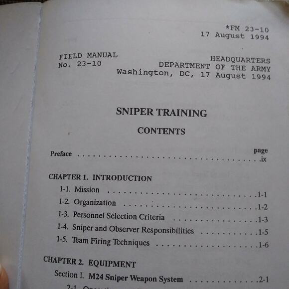 Department Of The Army Sniper Training FM 23-10 Paperback 1994 Vintage Book - Picture 3 of 4